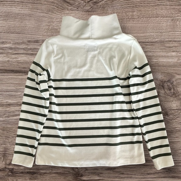 Dudley Stephens Greenpoint Turtleneck Cream Army Green Stripe Terry Fleece Small - Picture 3 of 8
